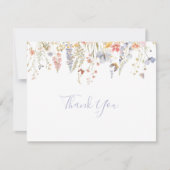 Carte De Remerciements Mariage plat Fleur sauvage multicouleur été (Devant)