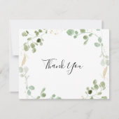 Carte De Remerciements Mariage plat Gold Confetti Eucalyptus Foliage (Devant)