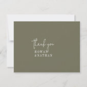 Carte De Remerciements Mariage plat moderne chic Olive Green (Devant)