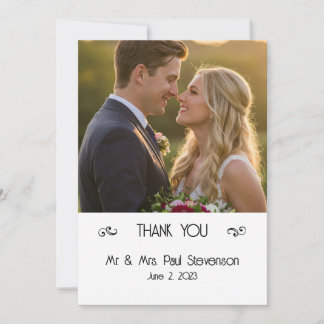 Carte de remerciements Mariage plat photo personna