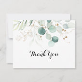 Carte De Remerciements Mariage plat Rustique Eucalyptus Gold Floral (Devant)