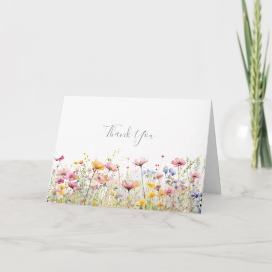 Carte De Remerciements Mariage plié couleur Fleur sauvage de prairie (Devant)