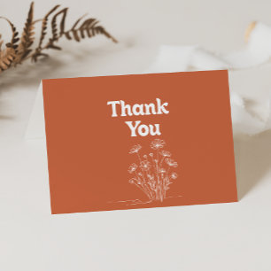 Carte De Remerciements Mariage plié de fleurs sauvages en terre cuite min