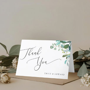 Carte De Remerciements Mariage Plié de Verdure d'Eucalyptus à l'Aquarelle