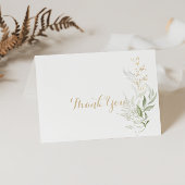 Carte De Remerciements Mariage plié en feuillage vert or