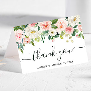 Carte de remerciements Mariage plié en fleur rose 