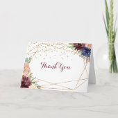 Carte de remerciements Mariage plié en or géométri (Devant)