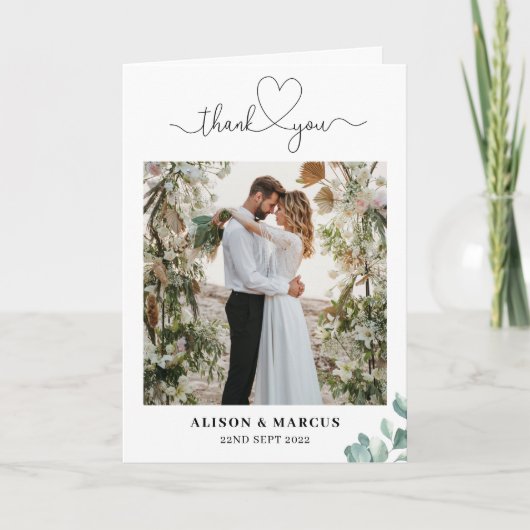 Carte de remerciements mariage plié Eucalyptus (Devant)