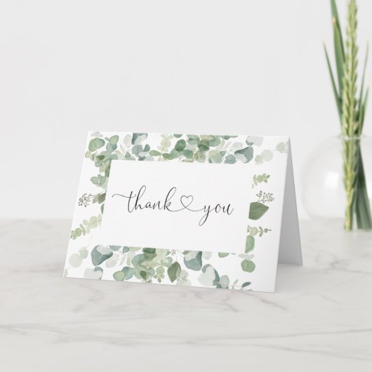 Carte de remerciements Mariage plié Eucalyptus ver (Devant)