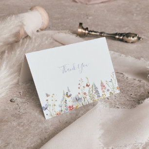 Carte De Remerciements Mariage plié Fleur sauvage multicolore d'été
