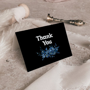 Carte De Remerciements Mariage plié floral bleu de la Royal Navy