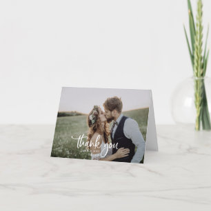 Carte De Remerciements Mariage plié photo sombre en script rustique