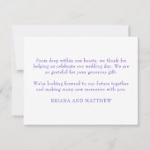 Carte de remerciements Mariage pourpre (Dos)