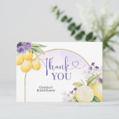 Carte De Remerciements Mariage Pourpre Citron Main Squeeze (Debout devant)