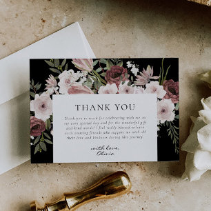 Carte De Remerciements Mariage poussiéreux rose florale Bridal Shower