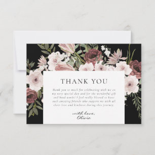 Carte De Remerciements Mariage poussiéreux rose florale Bridal Shower