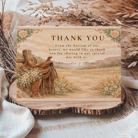 Carte De Remerciements Mariage Ranch Western Rustique
