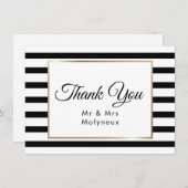 Carte De Remerciements Mariage Rayure Classique | Remerciement Faux Or (Devant / Derrière)