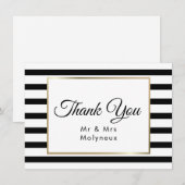 Carte De Remerciements Mariage Rayure Classique | Remerciement Faux Papie (Devant / Derrière)