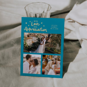 Carte De Remerciements Mariage Remerciement Multi Photo Bleu Aqua