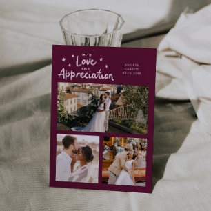 Carte De Remerciements Mariage Remerciement Multi Photo Cranberry