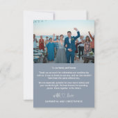 Carte De Remerciements Mariage Remerciement Photo et Bleu Poussiéreux Mod (Dos)