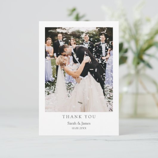 Carte De Remerciements Mariage Remerciement Photo Simple Moderne (Debout devant)