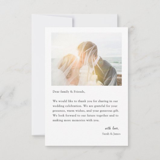 Carte De Remerciements Mariage Remerciement Photo Simple Moderne (Dos)