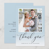 Carte De Remerciements MARIAGE REMERCIEMENTS calligraphie photo ombrée œu (Devant / Derrière)