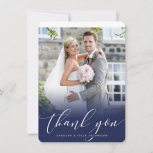 Carte De Remerciements MARIAGE REMERCIEMENTS photo calligraphie élégante