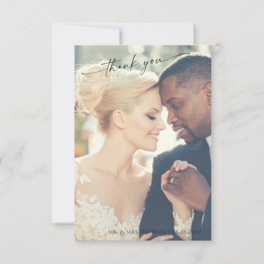 Carte De Remerciements Mariage Remerciements Photo Lettre Main Moderne 2 (Devant)