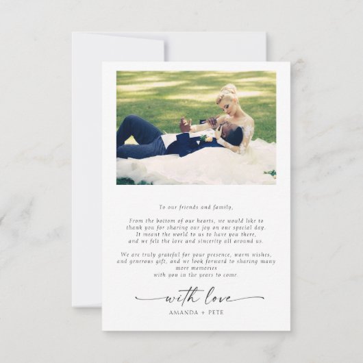 Carte De Remerciements Mariage Remerciements Photo Lettre Main Moderne 2 (Dos)