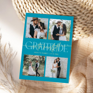 Carte De Remerciements Mariage Remerciements Sincères Multi Photo Bleu Aq