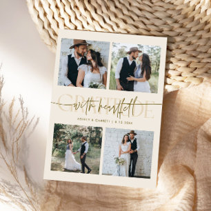 Carte De Remerciements Mariage Remerciements Sincères Multi Photo Crème