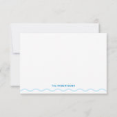 Carte De Remerciements Mariage rétro Blue Wavy (Dos)