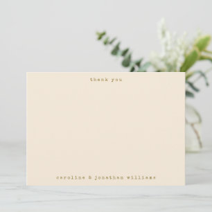 Carte De Remerciements Mariage rétro crème ocre machine à écrire personna