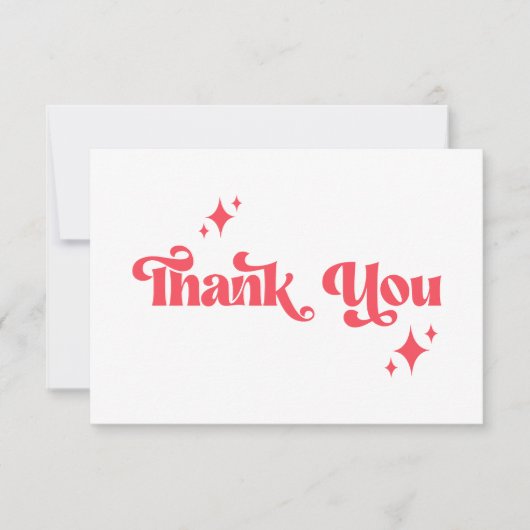 Carte De Remerciements Mariage Rétro Élégant Rouge & Blanc Script Groovy (Devant)