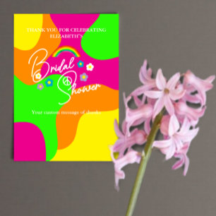 Carte De Remerciements Mariage Rétro Funky pour une Mariée