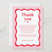 Carte De Remerciements Mariage rétro rose et rouge ondulé (Devant)