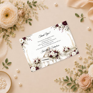 Carte De Remerciements Mariage Romantique au Piano dans un Jardin Luxueux