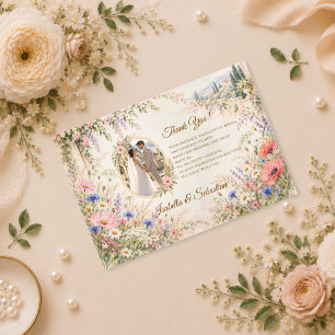 Carte De Remerciements Mariage romantique aux fleurs sauvages italiennes