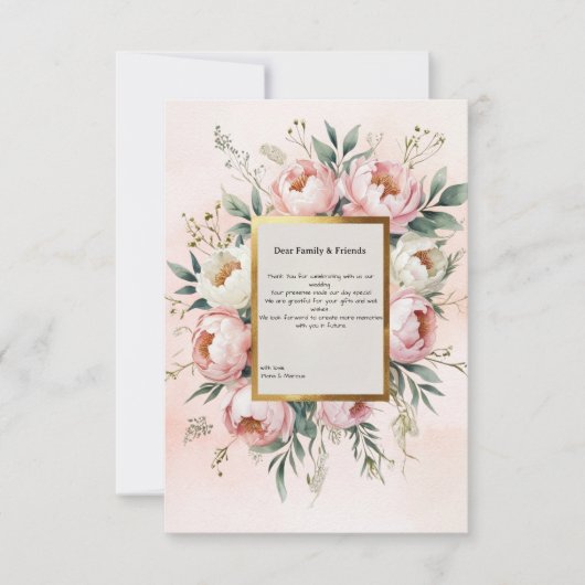 Carte De Remerciements Mariage romantique Boho Blush Pink Ivor (Devant)