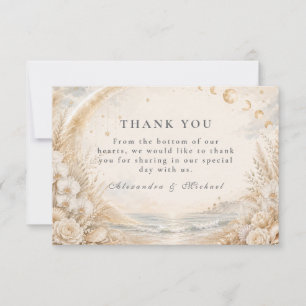 Carte De Remerciements Mariage romantique céleste sur la plage
