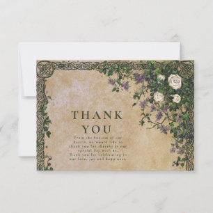 Carte De Remerciements Mariage Romantique dans un Jardin Médiéval