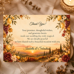 Carte De Remerciements Mariage Romantique d'Automne Tuscan Rustique