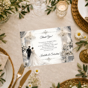 Carte De Remerciements Mariage Romantique de Luxe en Salle de Bal