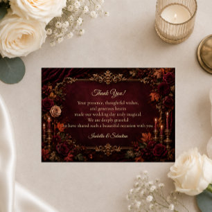 Carte De Remerciements Mariage Romantique Gothique d'Automne