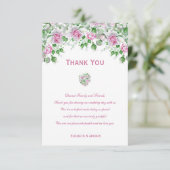 Carte de remerciements Mariage romantique rose (Debout devant)