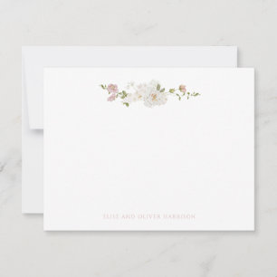 Carte De Remerciements Mariage romantique rose pâle et blanc