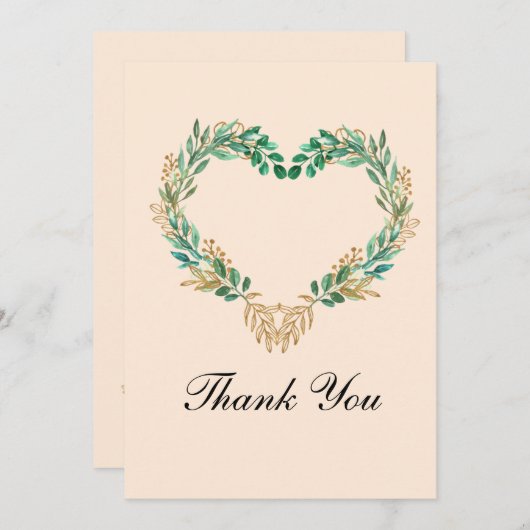 Carte De Remerciements Mariage romantique rustique (Devant / Derrière)